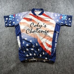 Cody's Challenge Cycling Jersey Mens‎ Large USA Flag Stars Stripes Fairview Bike